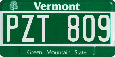 VT license plate PZT809