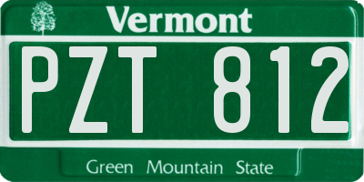 VT license plate PZT812