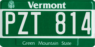 VT license plate PZT814