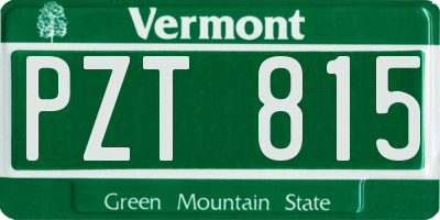 VT license plate PZT815