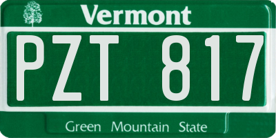 VT license plate PZT817
