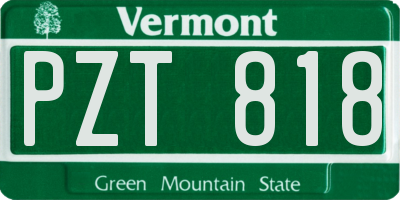 VT license plate PZT818