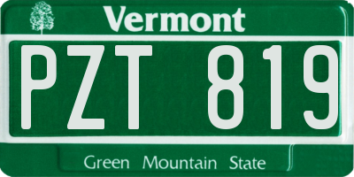 VT license plate PZT819