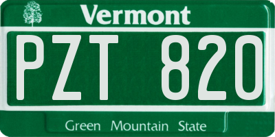 VT license plate PZT820