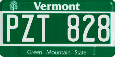 VT license plate PZT828