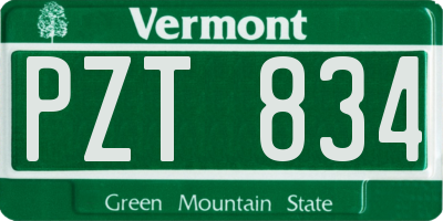 VT license plate PZT834