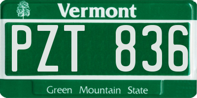 VT license plate PZT836