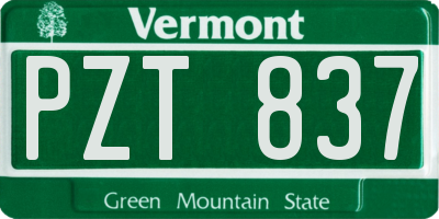 VT license plate PZT837