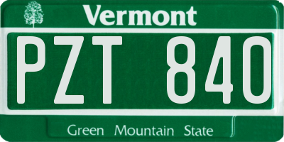 VT license plate PZT840