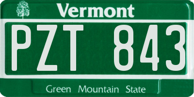 VT license plate PZT843