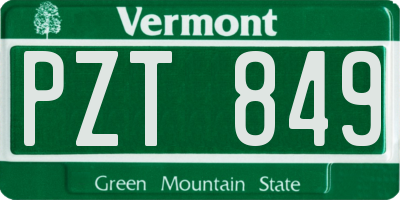 VT license plate PZT849