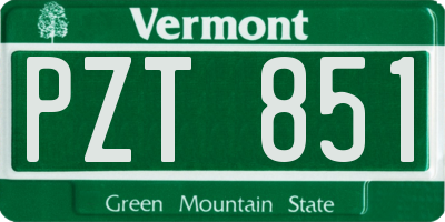VT license plate PZT851
