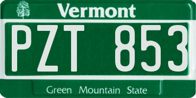 VT license plate PZT853