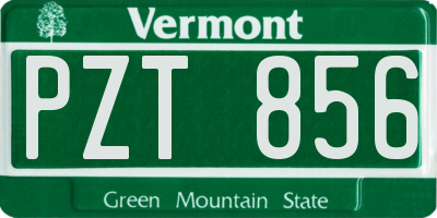 VT license plate PZT856