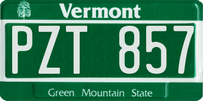 VT license plate PZT857