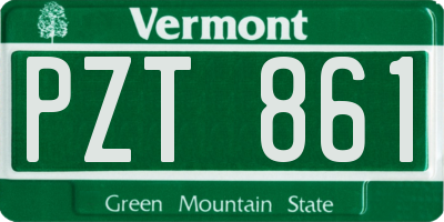 VT license plate PZT861