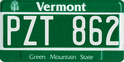 VT license plate PZT862