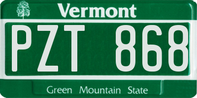 VT license plate PZT868
