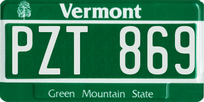 VT license plate PZT869