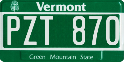 VT license plate PZT870
