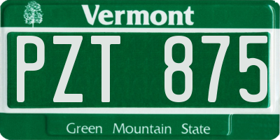 VT license plate PZT875