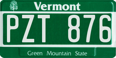 VT license plate PZT876