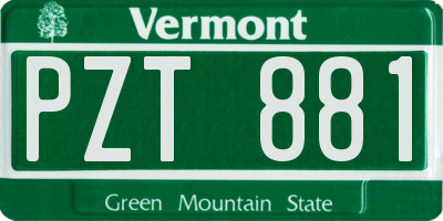 VT license plate PZT881