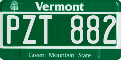 VT license plate PZT882
