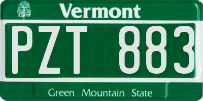 VT license plate PZT883