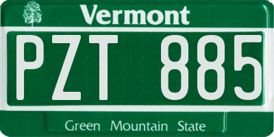 VT license plate PZT885