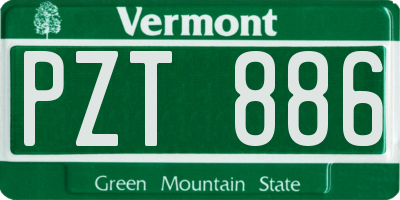 VT license plate PZT886