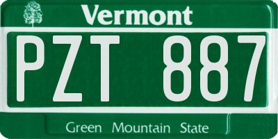 VT license plate PZT887