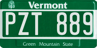 VT license plate PZT889