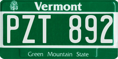 VT license plate PZT892