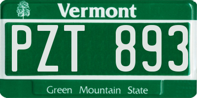VT license plate PZT893