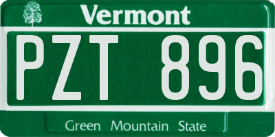 VT license plate PZT896