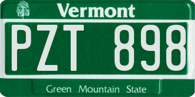 VT license plate PZT898