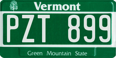 VT license plate PZT899