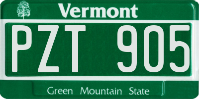 VT license plate PZT905