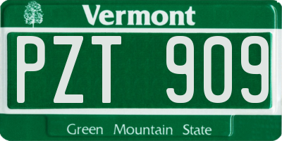 VT license plate PZT909