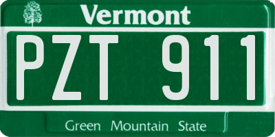 VT license plate PZT911