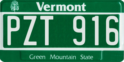 VT license plate PZT916