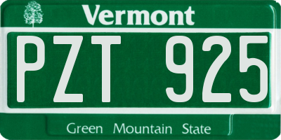 VT license plate PZT925