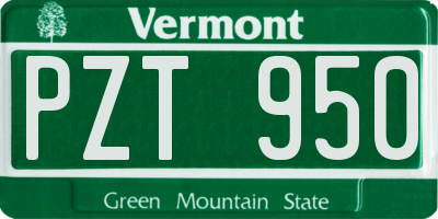 VT license plate PZT950