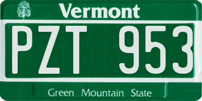 VT license plate PZT953