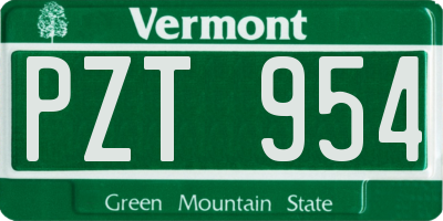 VT license plate PZT954