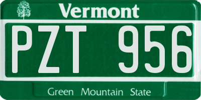 VT license plate PZT956