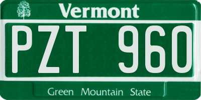 VT license plate PZT960