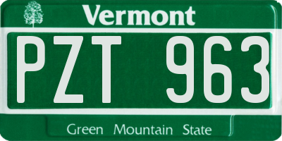 VT license plate PZT963