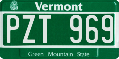 VT license plate PZT969